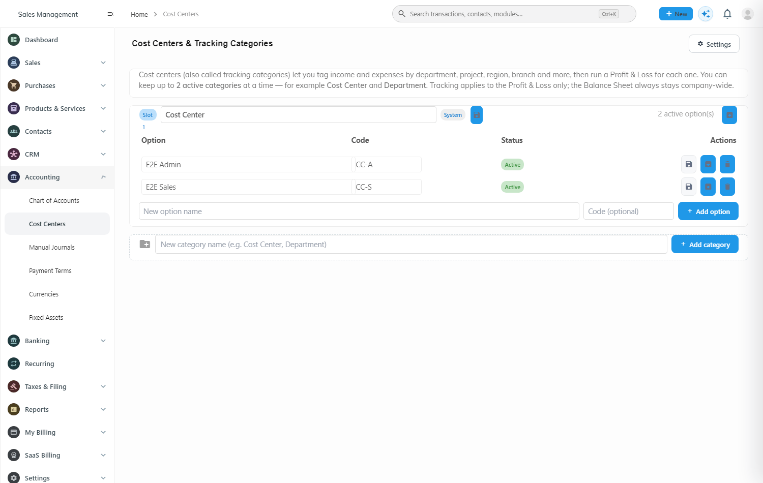 WisoBooks tracking categories and cost center management